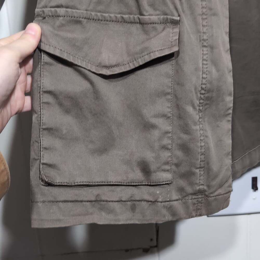 Hinge Jacket Utility Cargo Style Brown Zip Snap Front Elastic Waist Pockets XXS - Picture 3 of 5